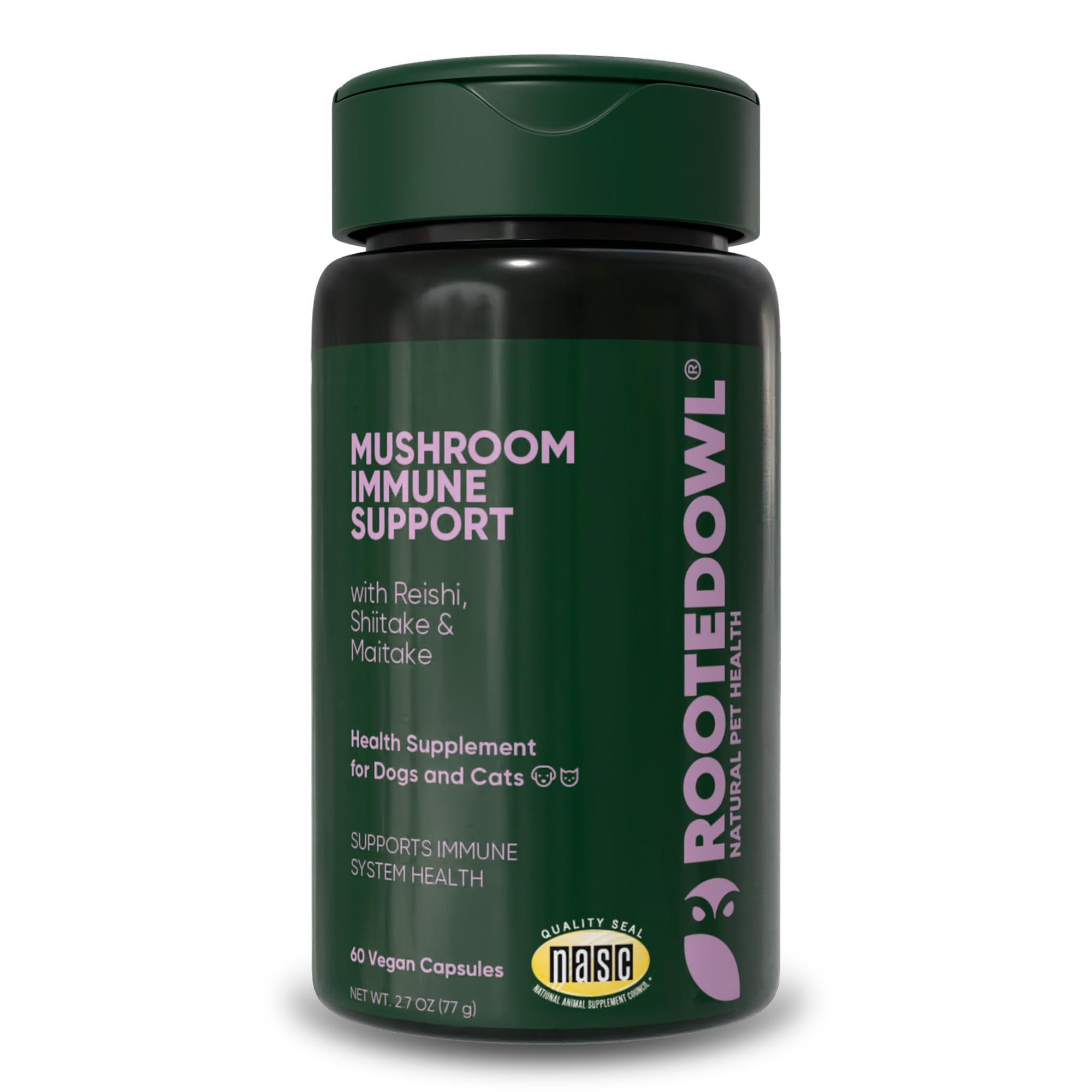 Rooted Owl Natural Immunity - Cat and Dog Immune Support - Triple Mushroom Supplement for Dogs & Cats with Reishi, Shiitake and 