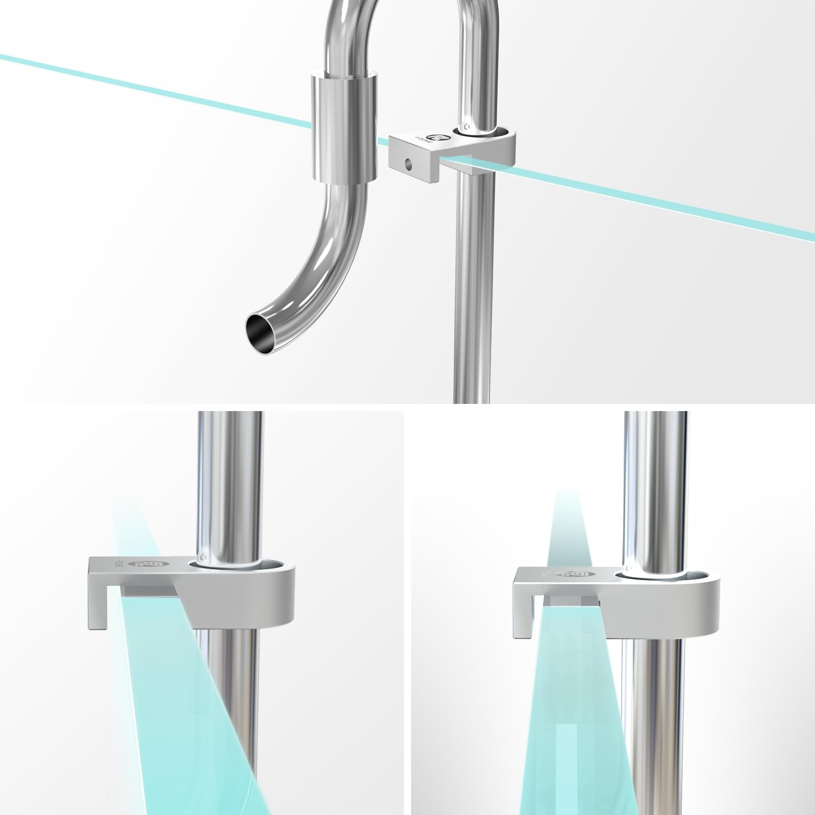 Fzone Mini Aquarium Fixing Clamp, Aluminum Alloy Holder For Rimless Aquariums Fasten Water Pipes With Anti-Overflow Card Slot Fo