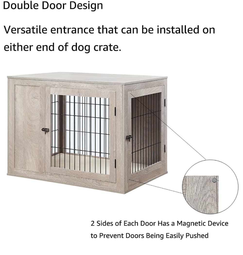unipaws Furniture Style Dog Crate for Medium Large Dogs, Indoor Aesthetic Dog Stuff Kennel, Modern Decorative Wood Wire Pet Hous