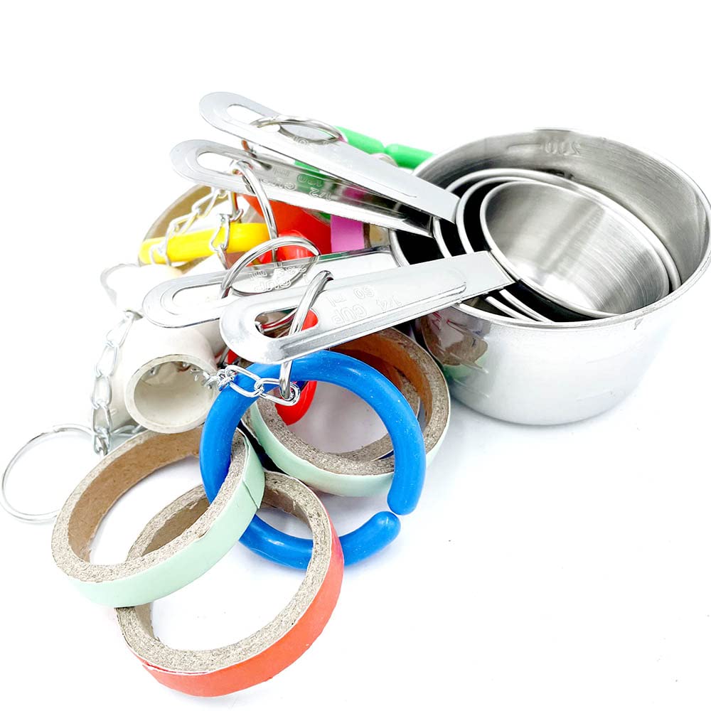 Gilygi Stainless Steel Chewable Parrot Toys With Pullable Pots, Cardboard Rings - Durable Bird Toys For Medium And Large Parrots Amazons, Mini Macaws, African Greys, Cockatoos, Eclectus