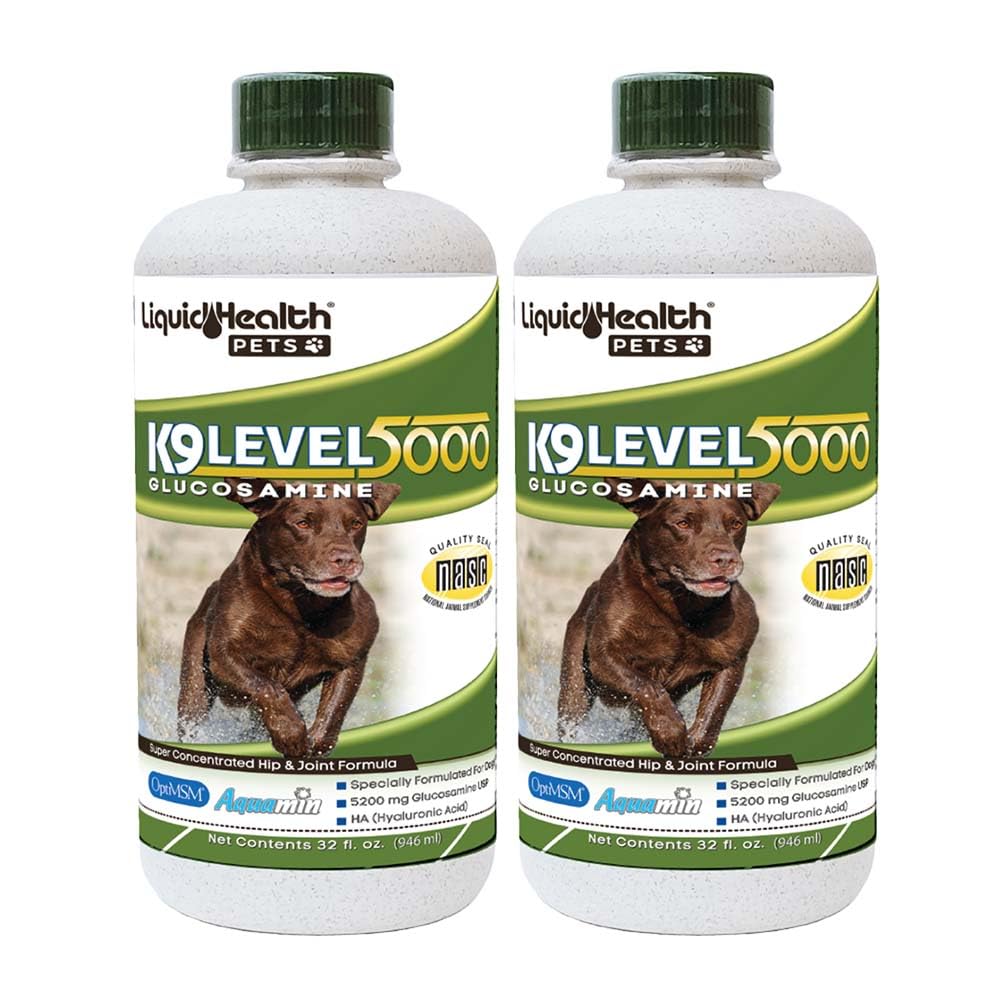 LIQUIDHEALTH 32 Oz K9 Liquid Glucosamine for Dogs Level 5000 with Glucosamine Chondroitin, Dogs MSM, Boswellia Serrata - for Dog