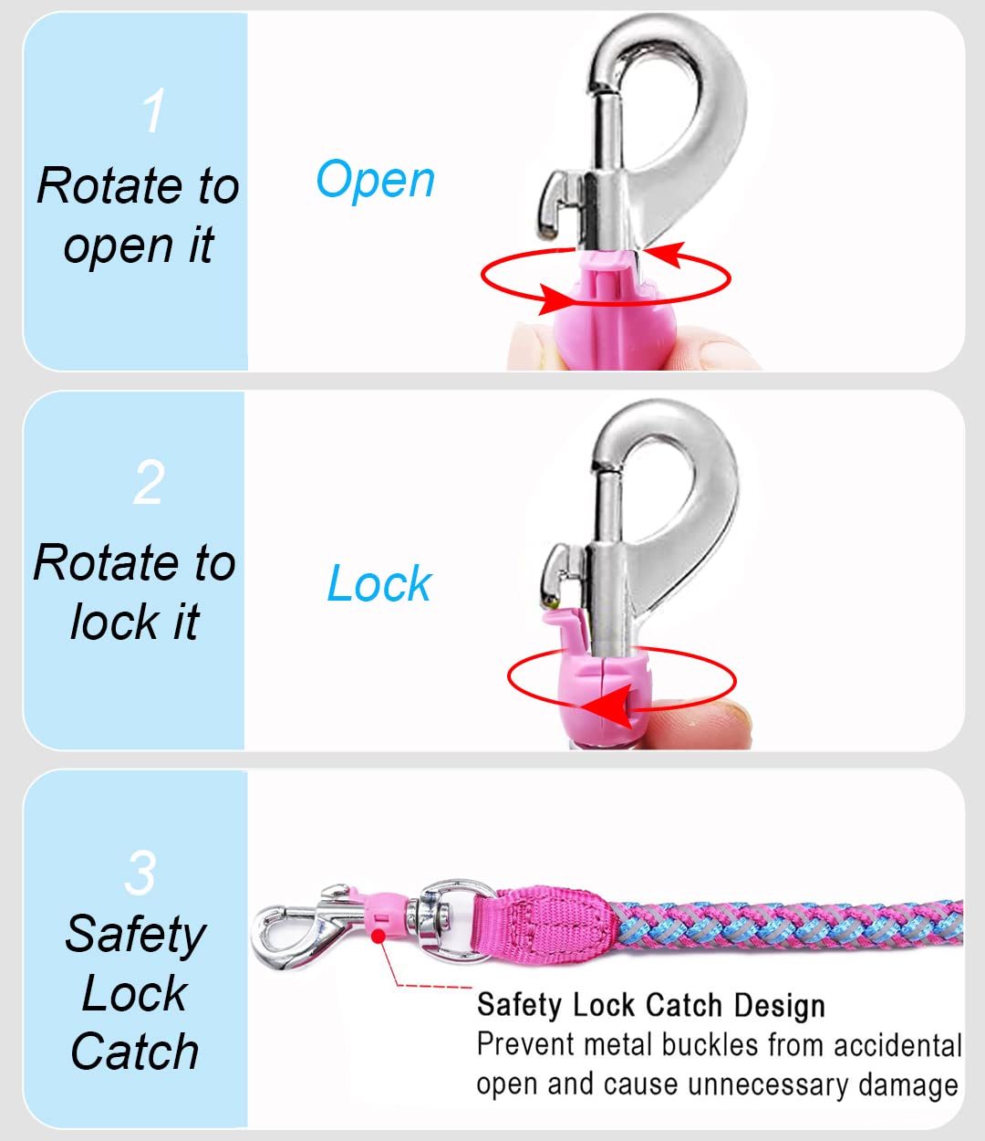 Mycicy Reflective Dog Leash, 2/3/4/6/10ft Braided Nylon Rope with Soft Handle for Night Walking, Comfort Grip Leash for Small Me