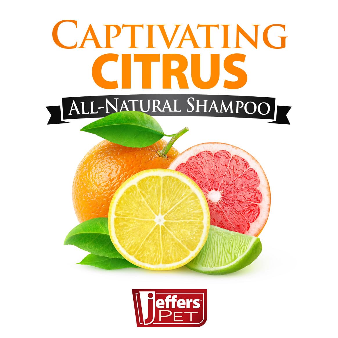 Jeffers Captivating Citrus Pet Shampoo, 17 Oz - Soap Free Grooming For Dogs, Cats & Puppies - Orange & Lime Scent, Aloe & Coconu