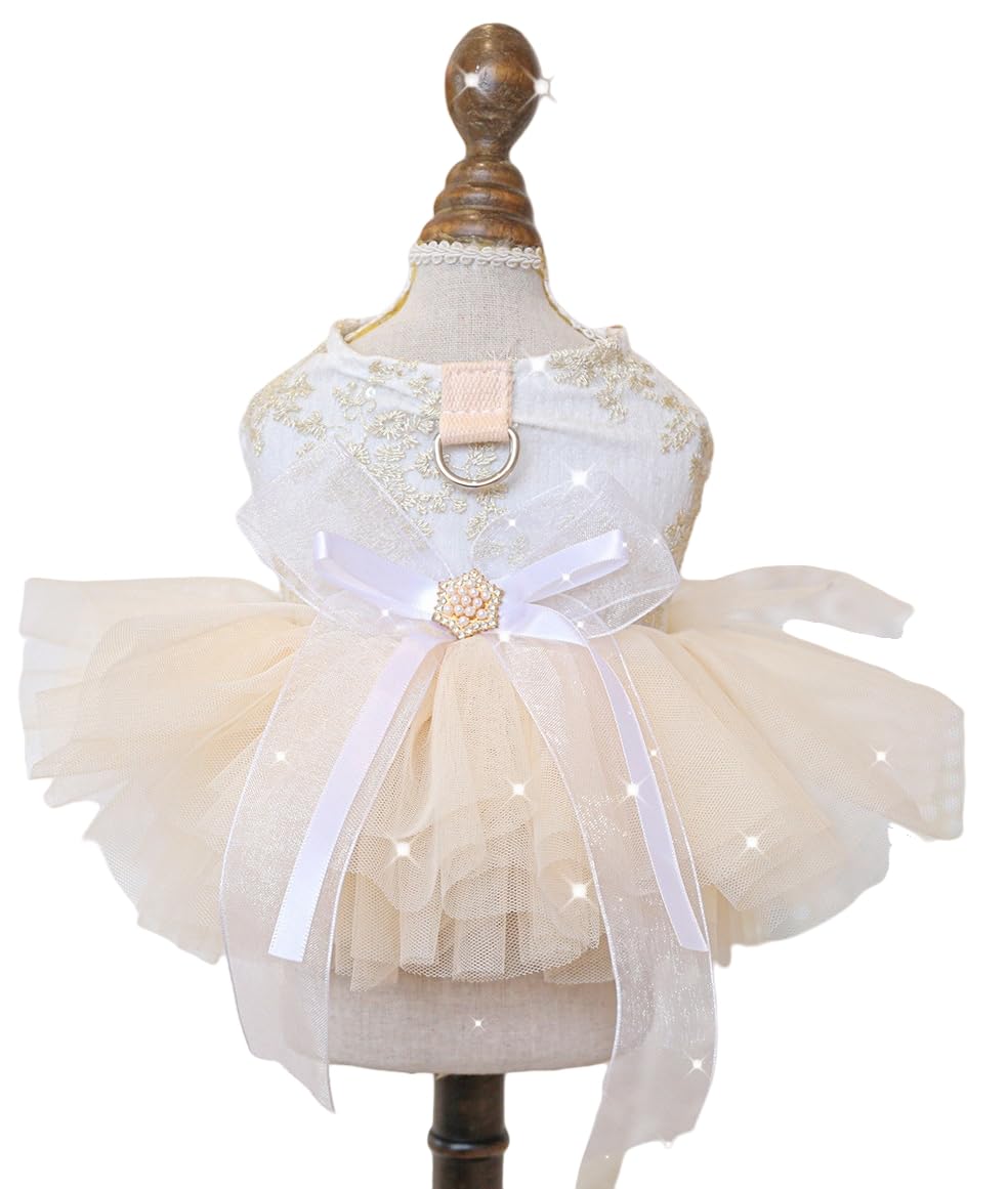 Marupet Fashion Sweet Puppy Dog Blingbling Princess Skirt Pet Dog Lace Cake Camisole Tutu Dress E-White S
