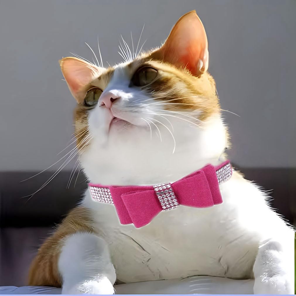 Hot Pink Rhinestone Dog Collars For Small Dogs, Diamond Female Dog Collar, Bling Jewel Glitter Sparkly Bedazzled Pet Collars Wit