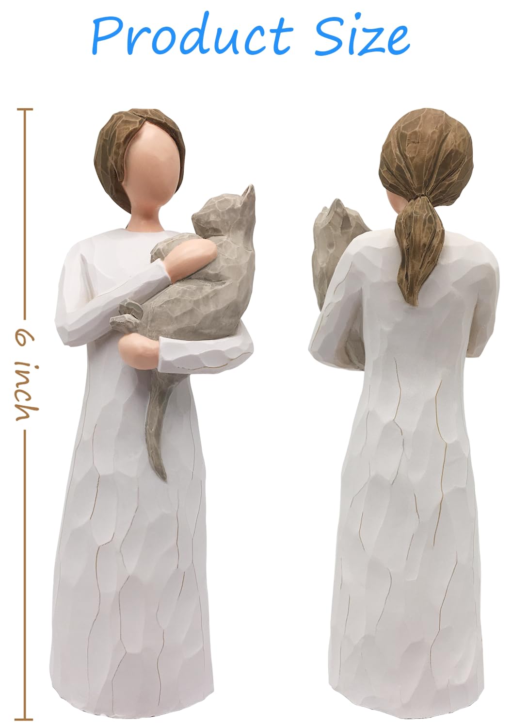 FRUMOASA Cat Memorial Gifts, Loss of Cat Sympathy Gifts for Cat Mom, Pet Cat Remembrance Gifts, Collectible Hand-Painted Cat Ang