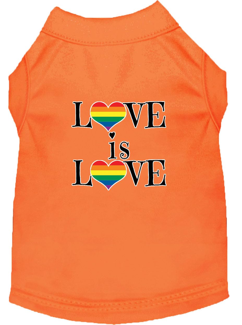 Pet Dog & Cat Shirt Screen Printed, &quot;Love Is Love&quot; Orange 3XL (25-35 lbs.)