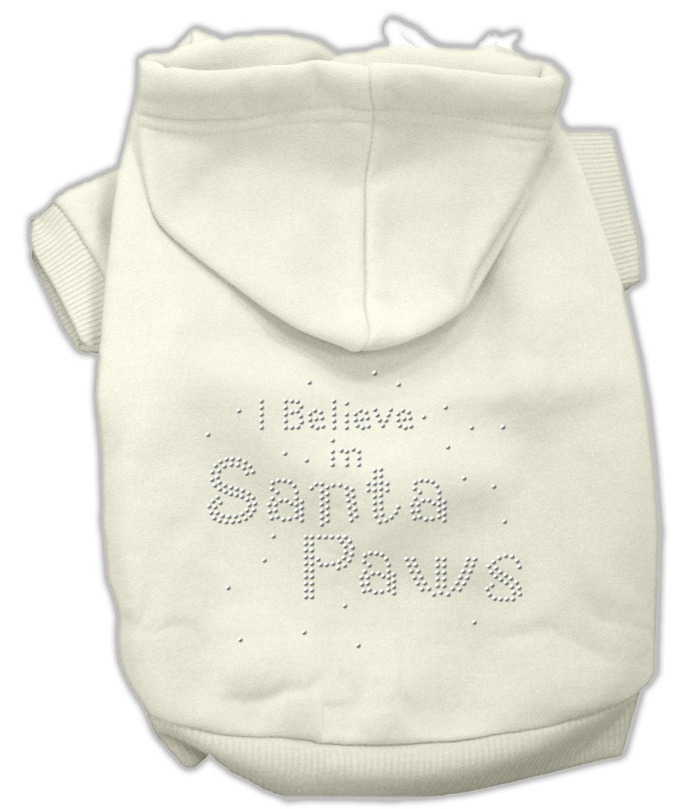 Mirage Pet Products 10-Inch I Believe in Santa Paws Hoodie, Small, Cream
