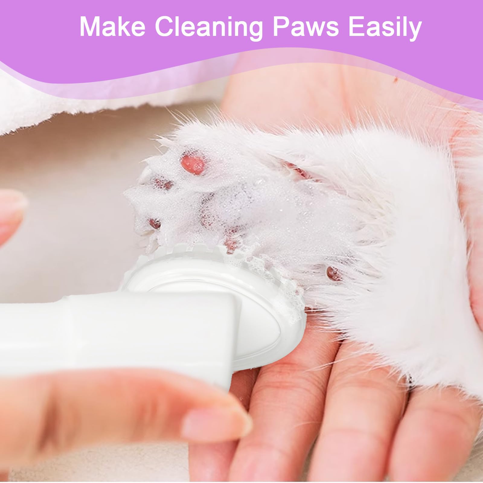Clean Paws Foaming Cleanser For Dogs And Cats (6.8 Oz) | No-Rinse Dandelion Lavender Paw Brush And Scrubber (1Pcs)