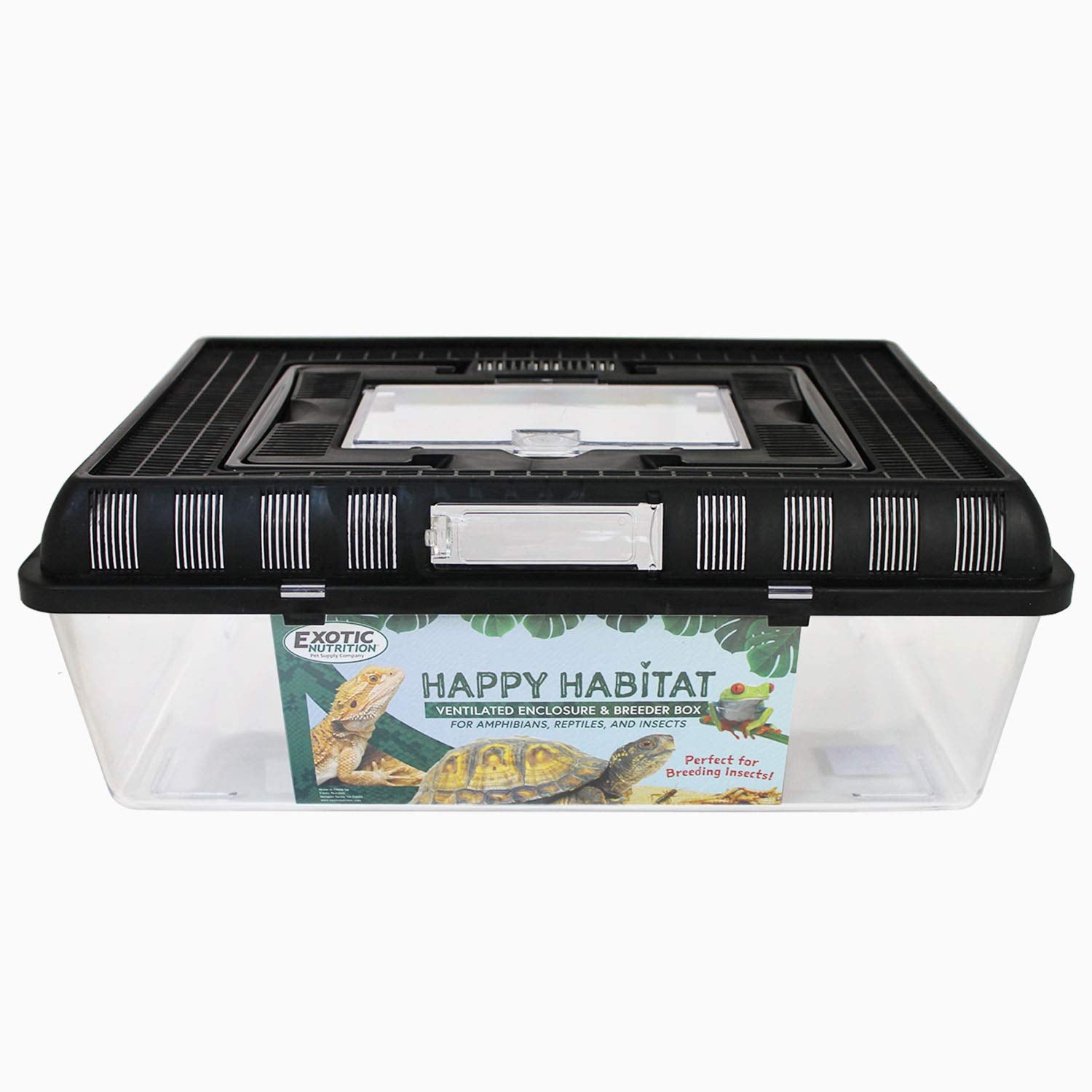 Happy Habitat (Large) - Ventilated Enclosure & Breeder Box - For Live Feeder Insects, Reptiles, Amphibians & Other Small Pets - 