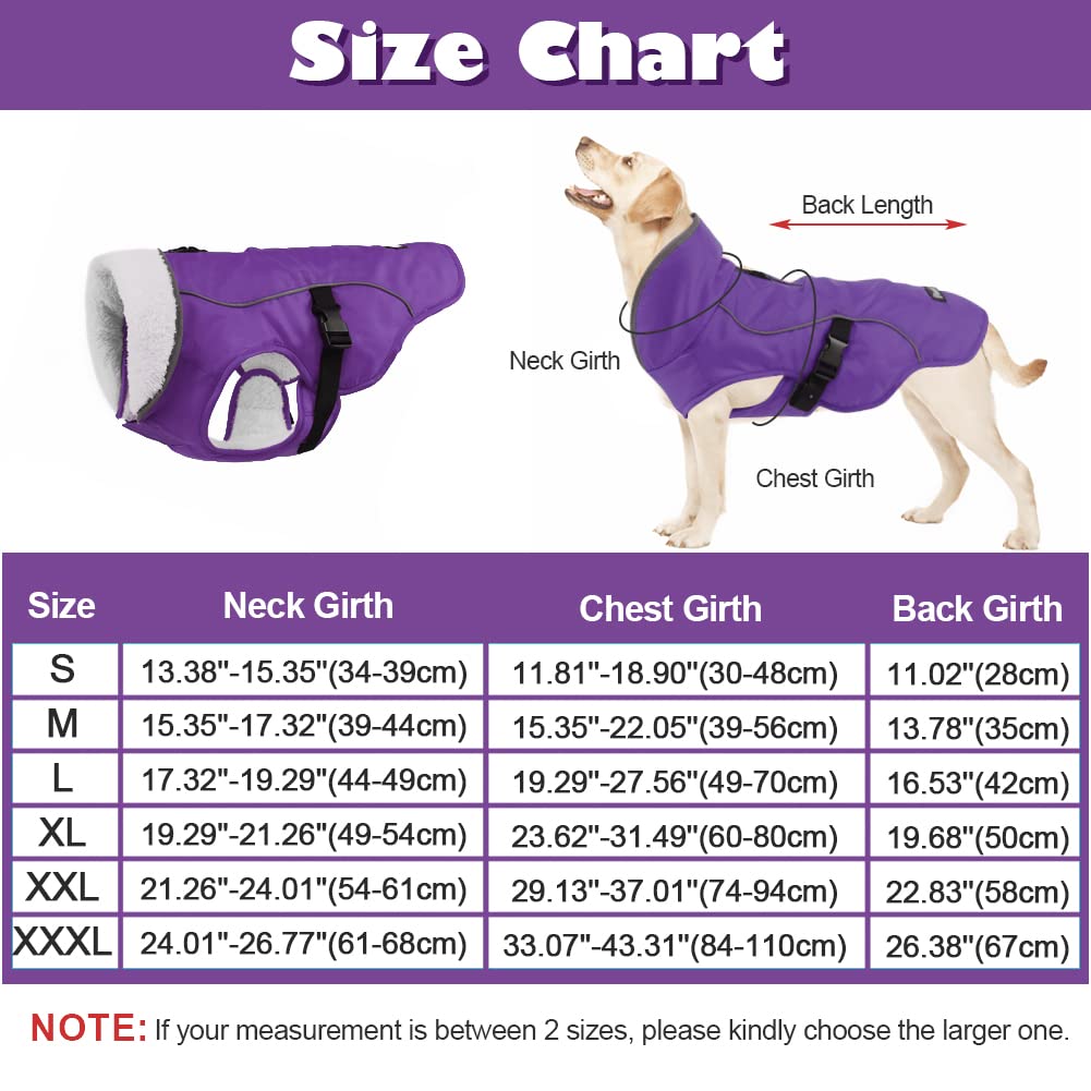 Emust Dog Jacket Winter, Cozy Windproof Dog Jacket For Cold Weather, Solid Color Dog Vests For Winter For Medium Dogs, Purple, M