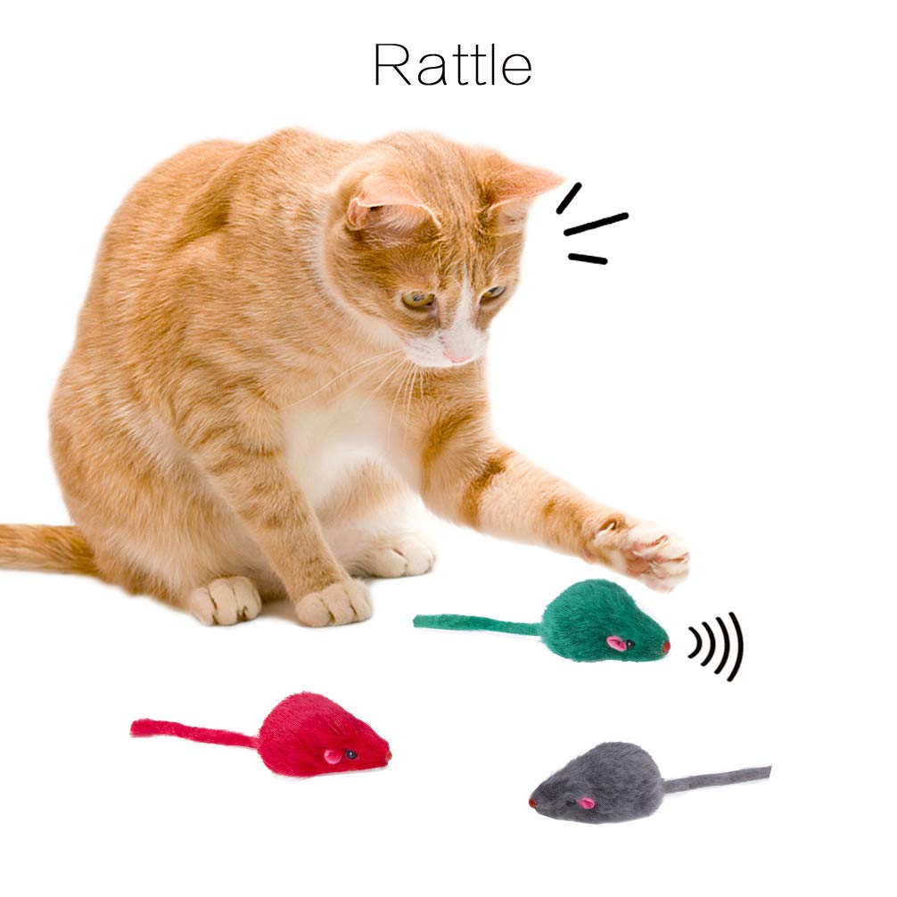 Yangbaga 14 Pack Rainbow Mice Rattle Cat Toys for Cats & Kittens - Colorful, Engaging, Interactive Fun