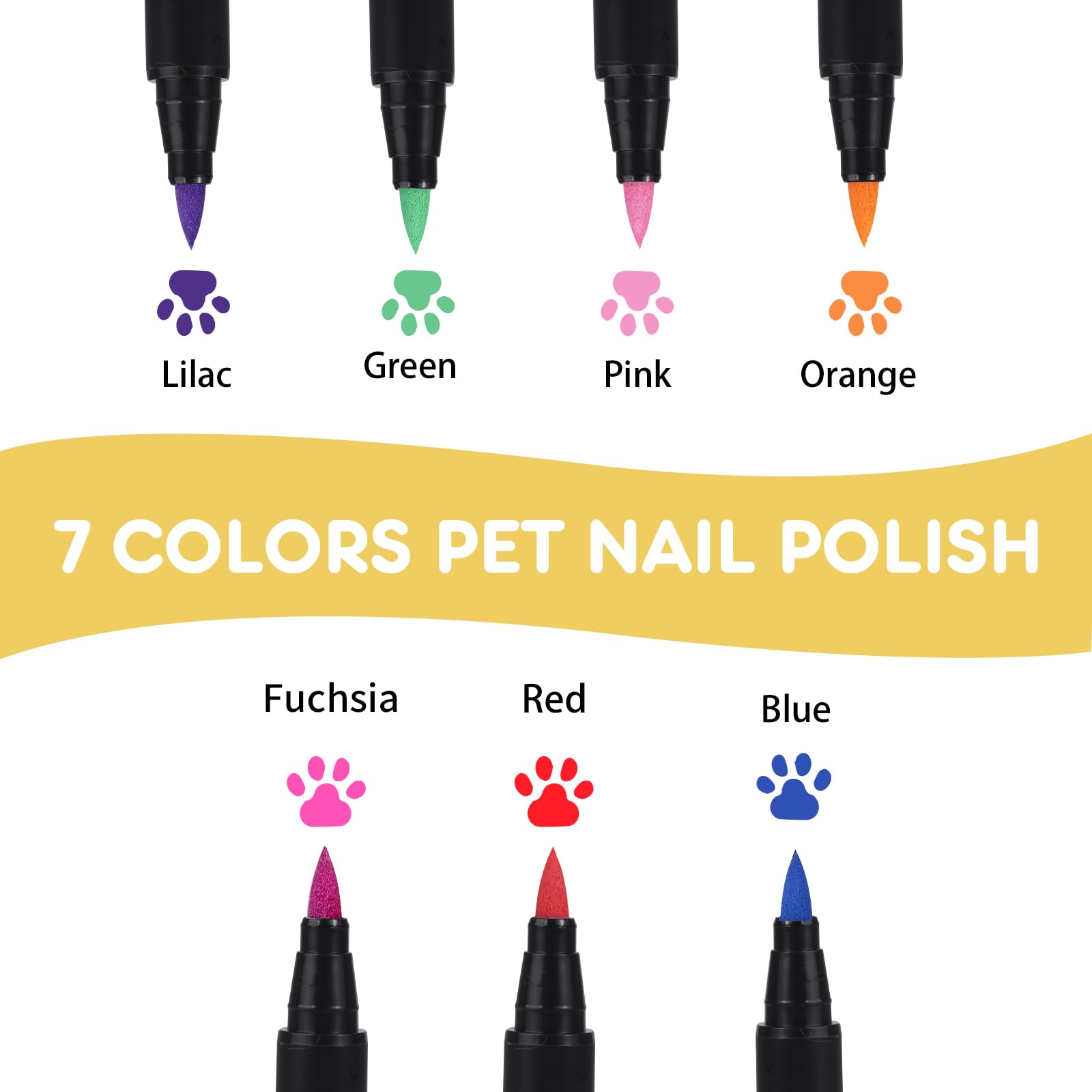 Cheloment 7 Colors Dog Nail Polish Pens Quick Dry,Dog Safe Nail Polish,Easy To Apply,Nail Polish Pens For Dogs Non Toxic,Dog Saf