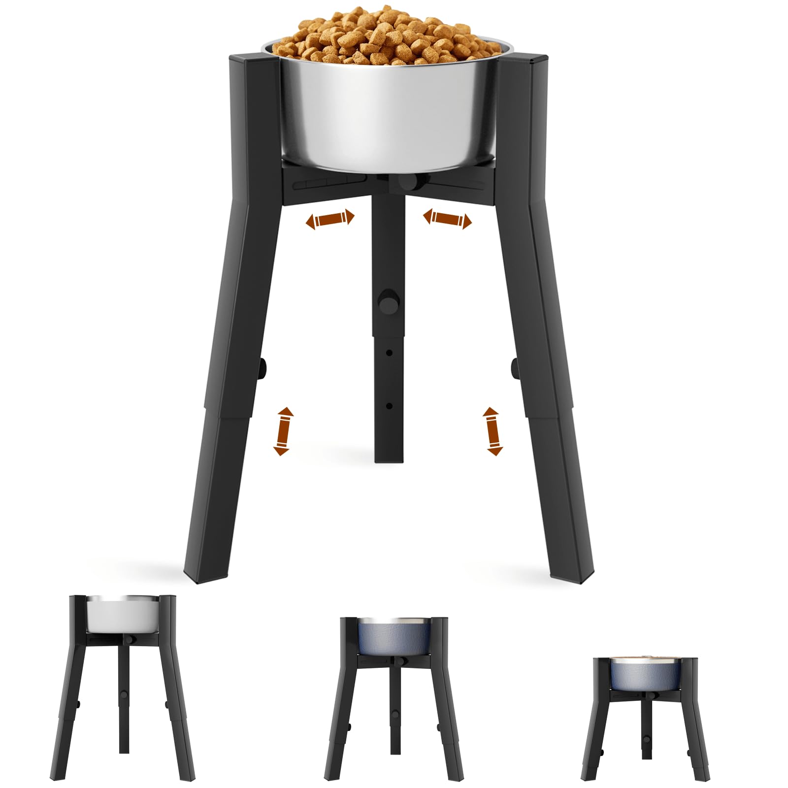 Tidant Adjustable Dog Bowl Stand - Elevated Bowls For Large Dogs, 7-10.7'' Wide, 3 Height Adjustments