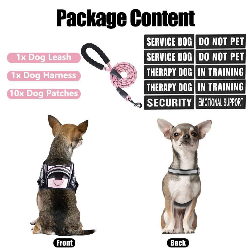 Service Dog Vest Harness And Leash Set, Animire In Training Dog Harness With 8 Dog Patches, Reflective Dog Leash With Soft Padded Handle For Small, Medium, Large, And Extra-Large Dogs