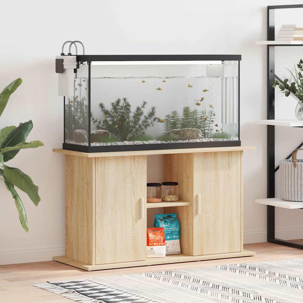 vidaXL Aquarium Stand Black Oak Engineered Wood 39.8 x 16.1 x 22.8 in
