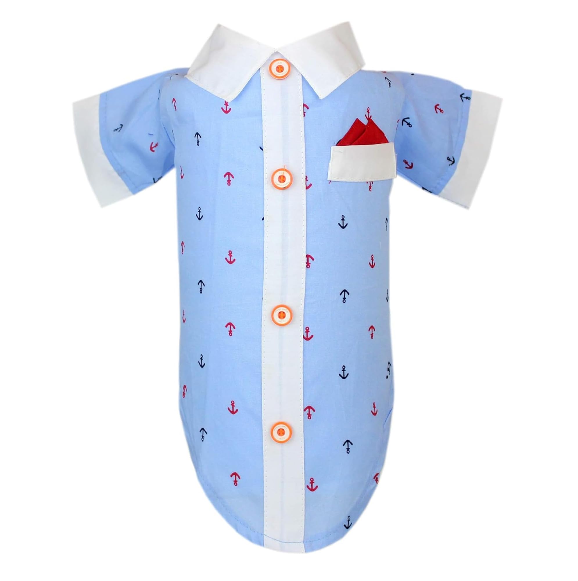 Parisian Nautical Dog Shirt - 100% Cotton Anchor Clothes - Blue And White Costume For Large Dogs