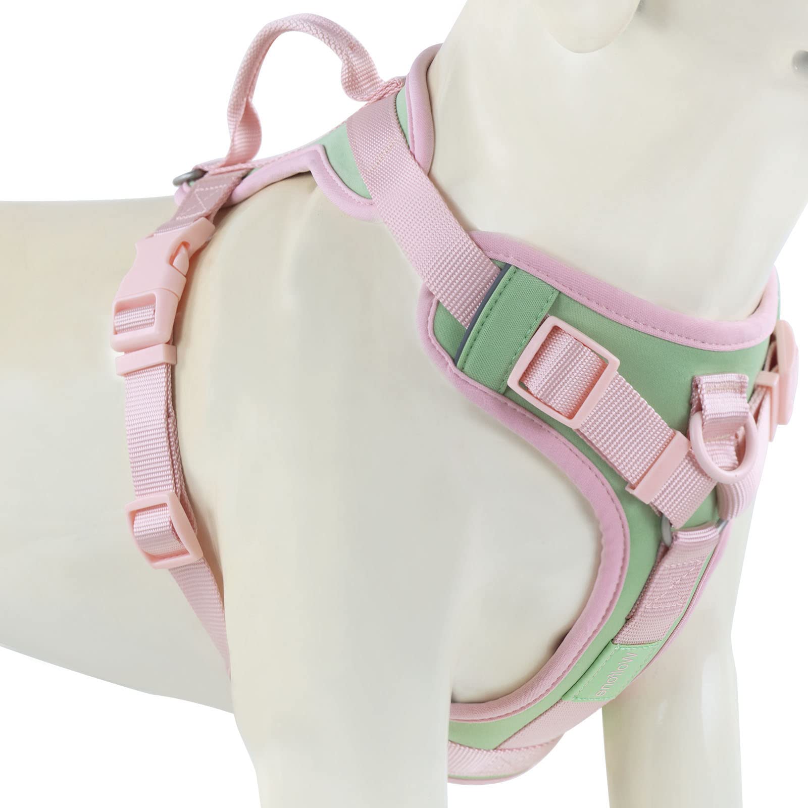Wolfone No Pull Dog Harness Adjustable Soft Padded Pet Vest With Control Handle Adorable Daily Harness For Dogs(Mint Green S)
