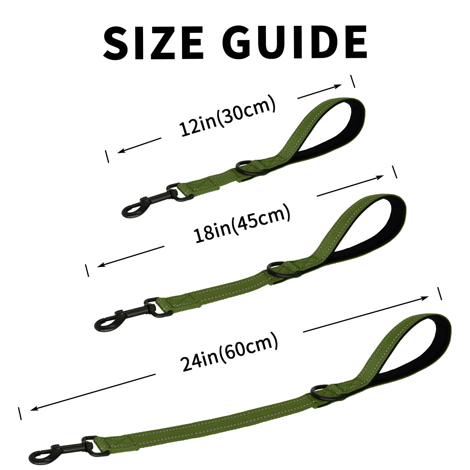 Giecooh Short Dog Leash, Reflective Traffic Leash With Padded Handle, 2 Ft Nylon Training Leashes For Small Meidum Large Dogs, G