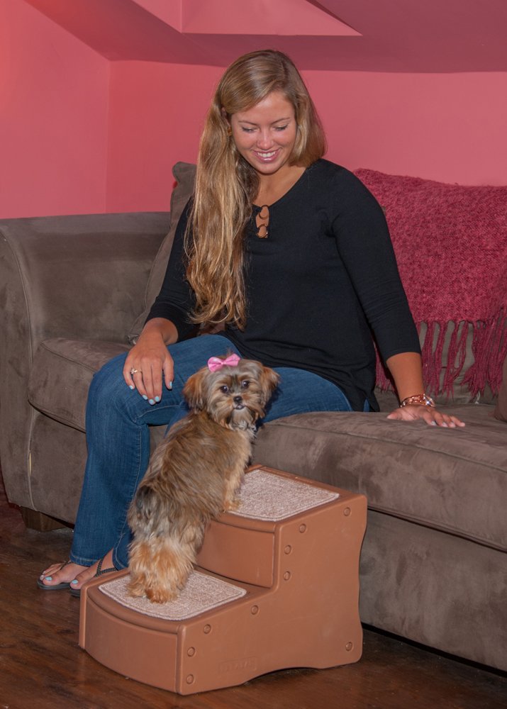 Pet Gear Easy Step Ii Pet Stairs, 2 Step For Cats/Dogs Up To 75-Pounds, Portable, Removable Washable Carpet Tread, No Tools Required, Available In 4 Colors,Light Cocoa