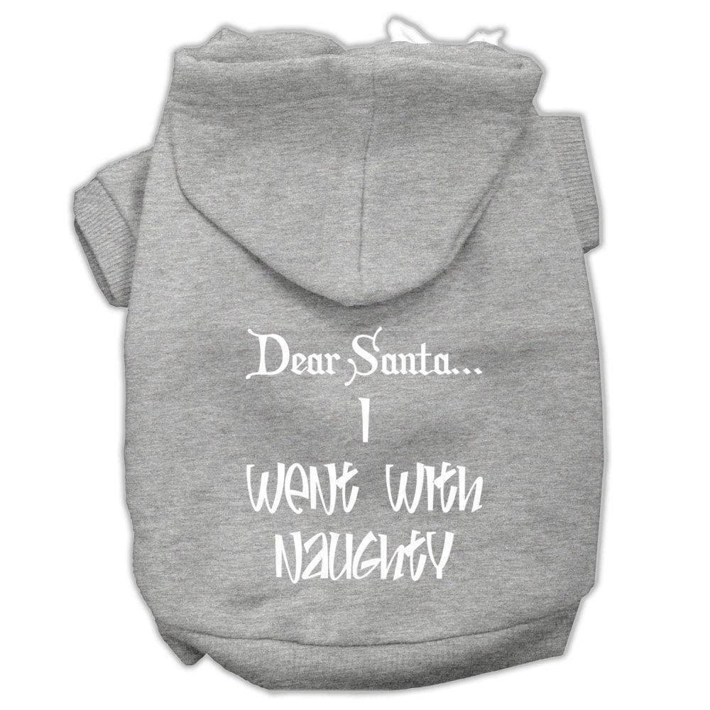 Christmas Pet Dog & Cat Hoodie Screen Printed, Dear Santa, I Went with Naughty Baby Blue SM (3-6 lbs.)