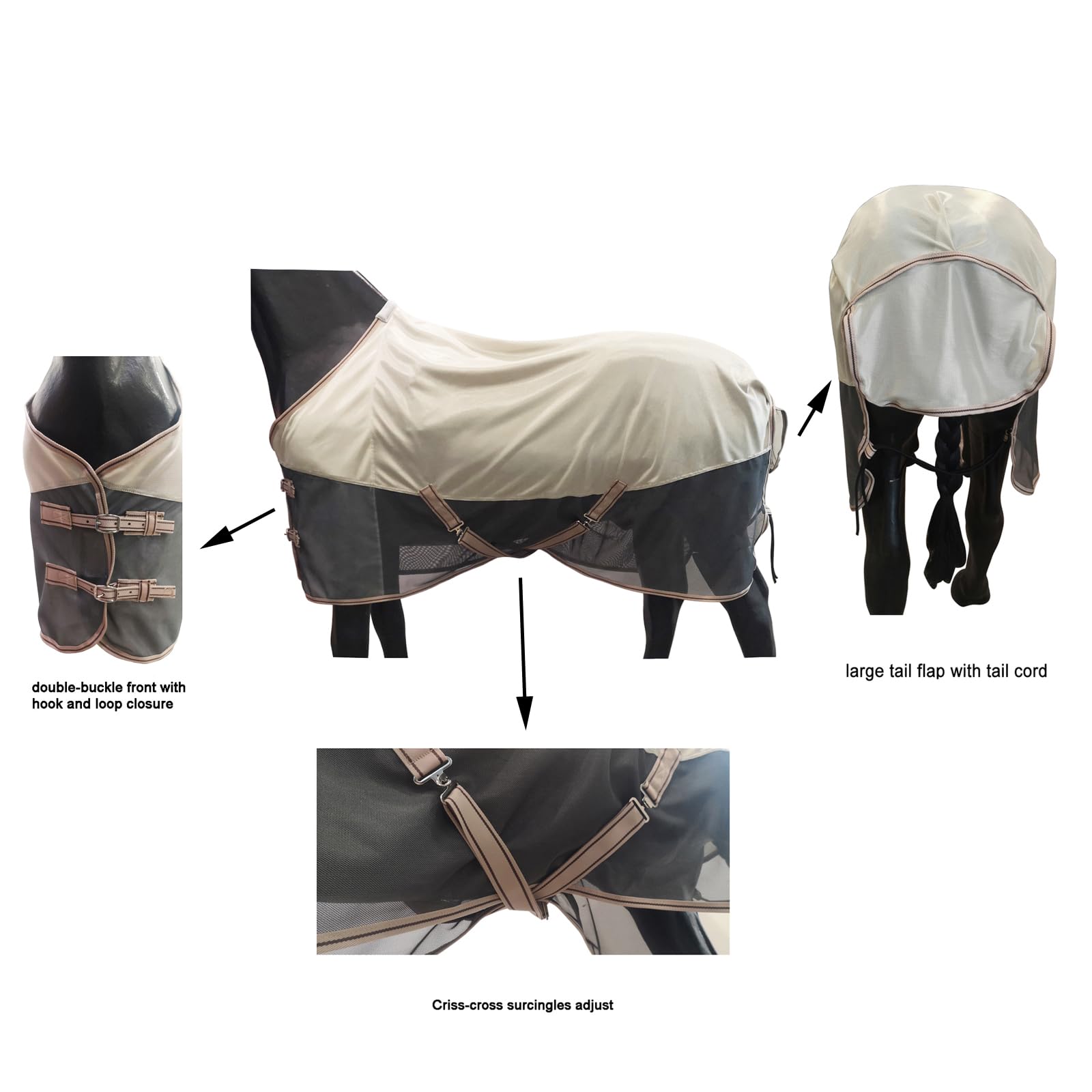 BARN & STABLE Breathable and UV Protective Horse Fly Sheets Tear-Resistant Mesh Fly Sheets for Horse Comfy Equine Summer Sheets