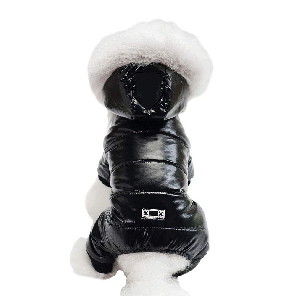 Muyaopet Waterproof Pet Clothes For Dog Winter Warm Dog Jacket Coat Dog Hooded Jumpsuit Snowsuit (Small, Black)