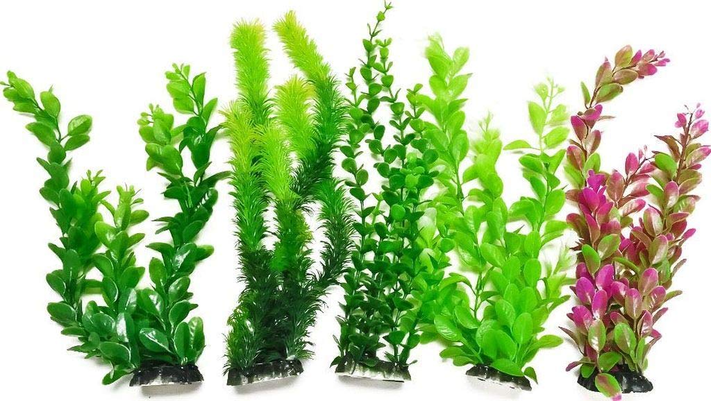 Aquatop Plastic Freshwater Aquarium Plants, 5-Pack, 13'' Tall