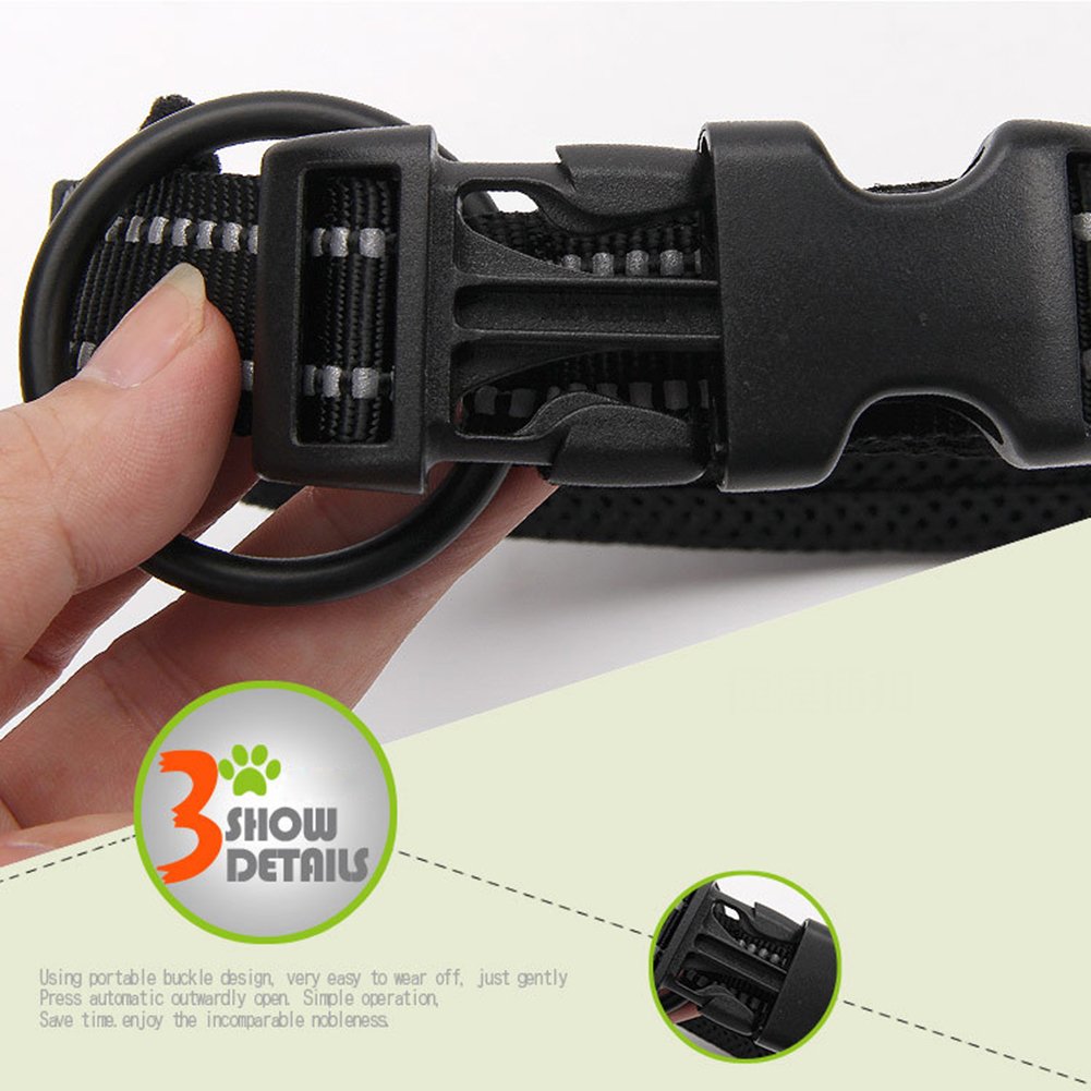 Creation Core 3M Reflective Mesh Padded Dog Collar Adjustable Nylon Outdoor Adventure Pet Collar, Orange M