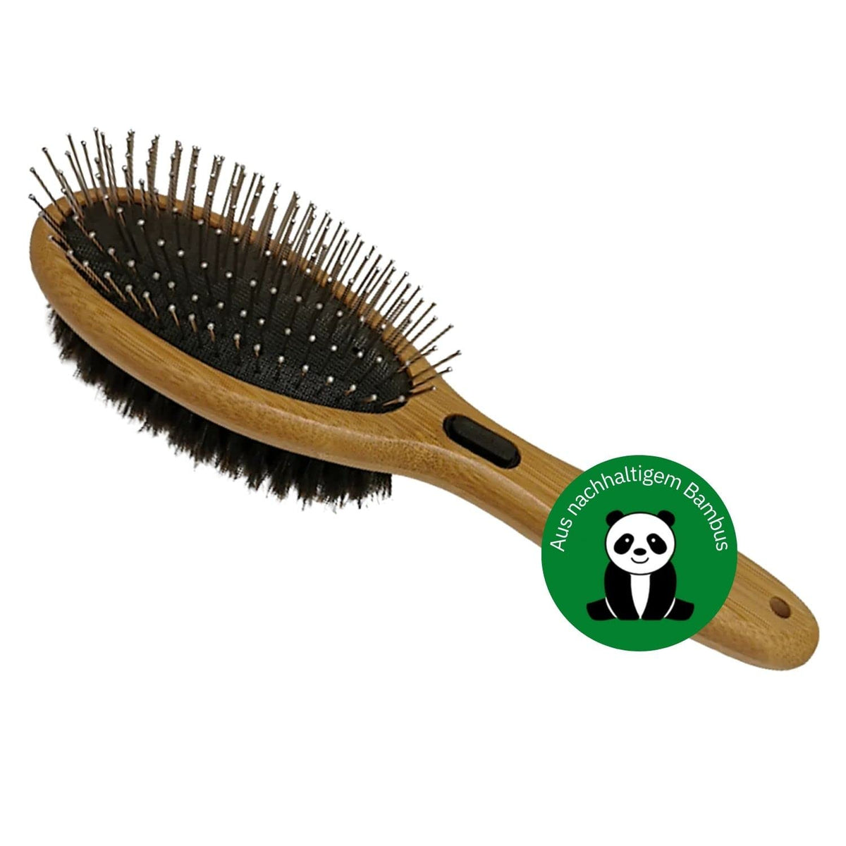 Bamboo Groom Combo Brush With Bristles & Stainless Steel Pins For Pets, Large