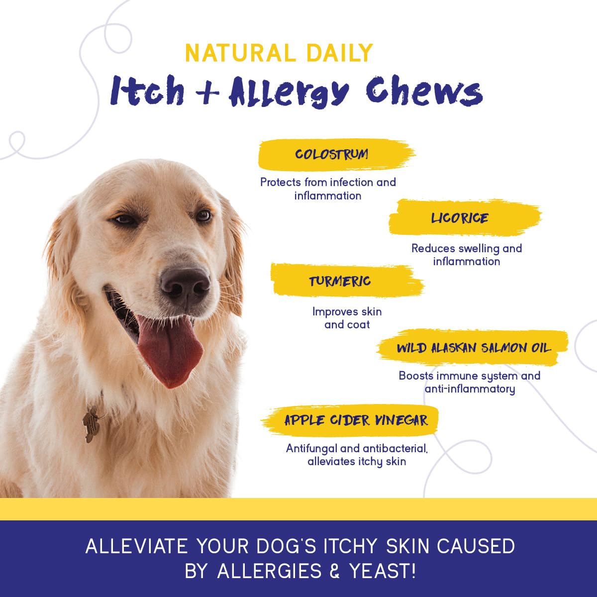 PupGrade Itch & Allergy Chew Supplement for Dogs Improved Immune Support & Seasonal Allergies with Alaskan Salmon Fish Oil - Hel