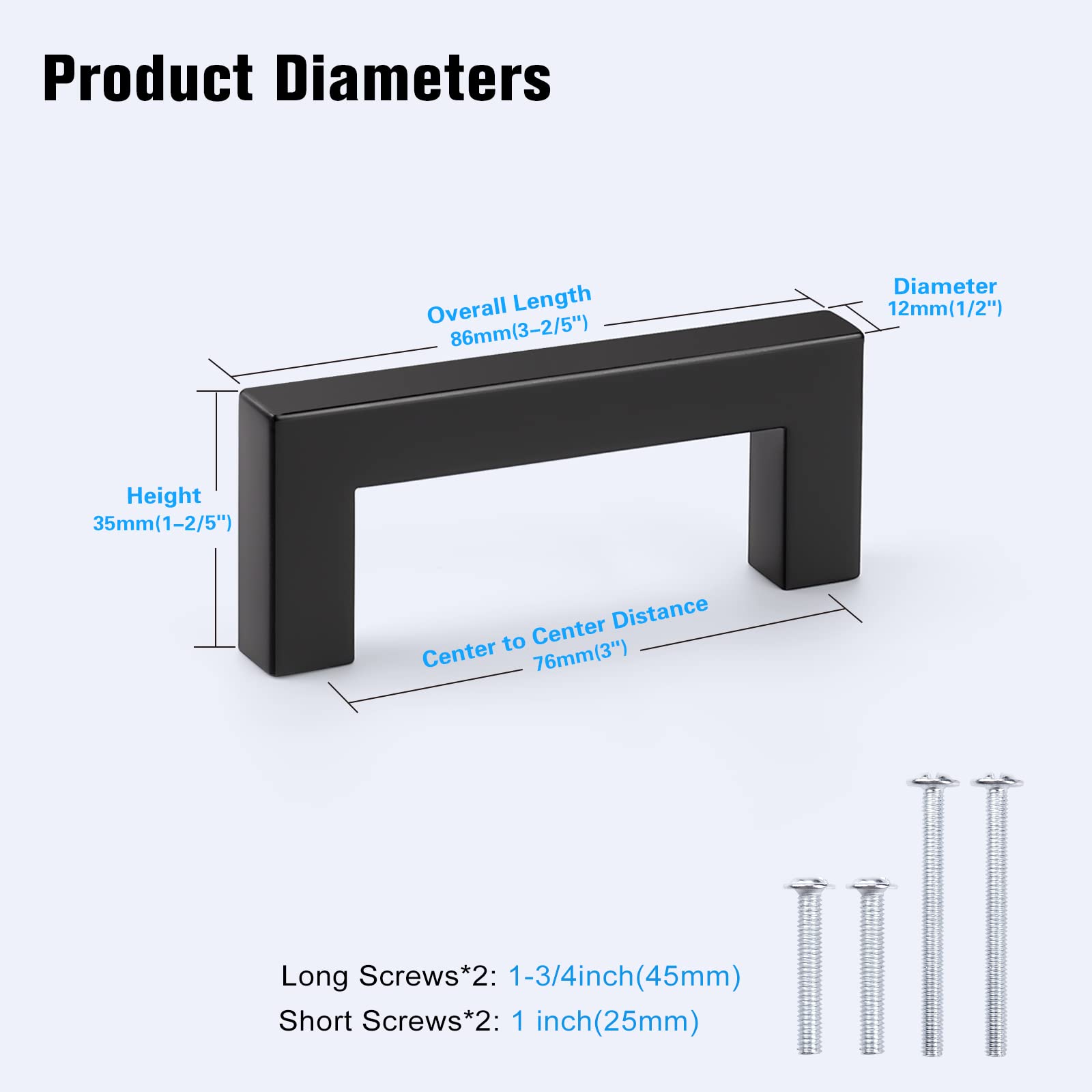 Knobwell 6 Pack Stainless Steel Kitchen Cabinet Pulls And Handles, Bathroom Kitchen Cabinet Door Handles, 3 Hole To Hole Distanc