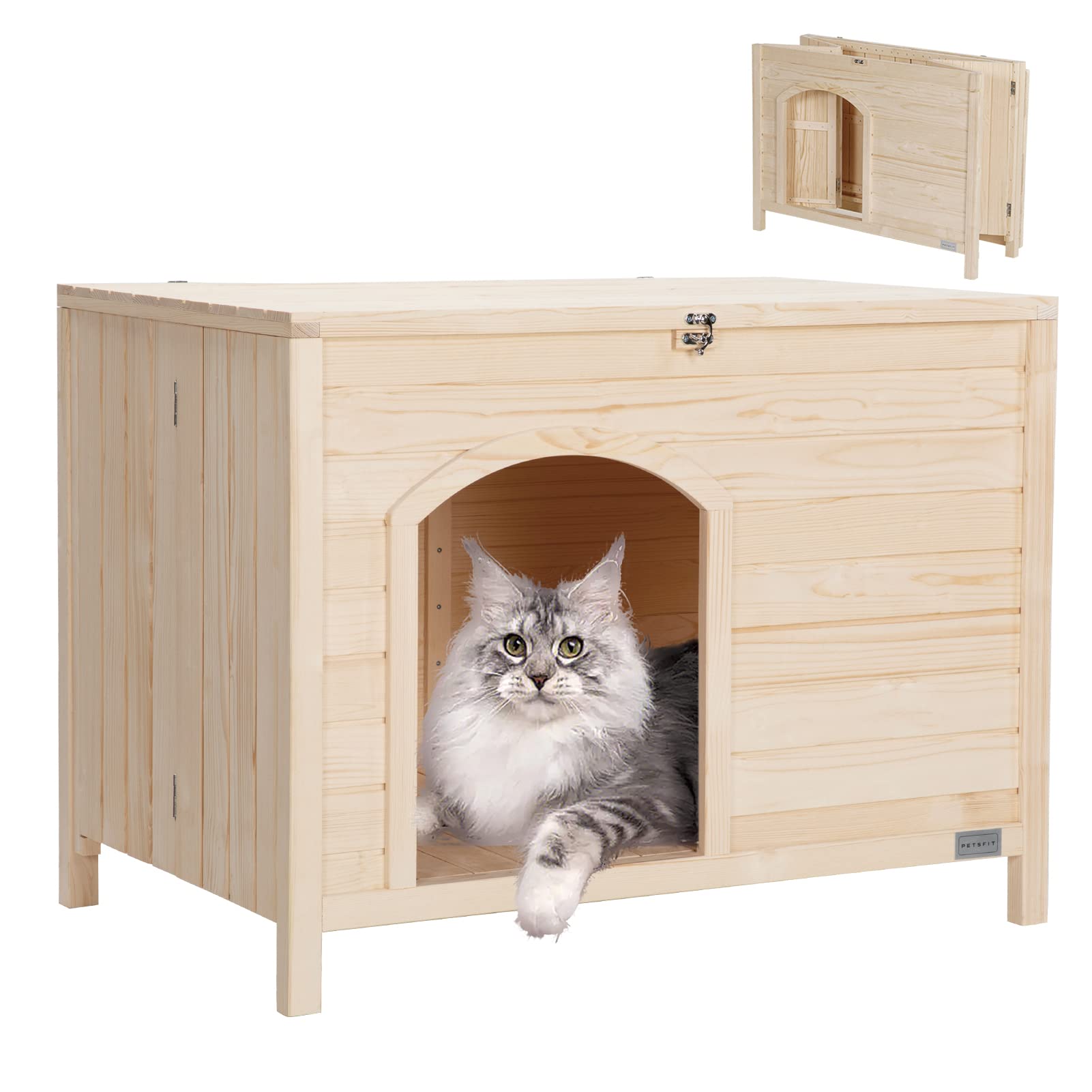 Petsfit Large Cat Litter Box Furniture Hidden,No Tools Required Assembly,Cat Washroom Furniture With Top Opening,Wooden Pet Hous