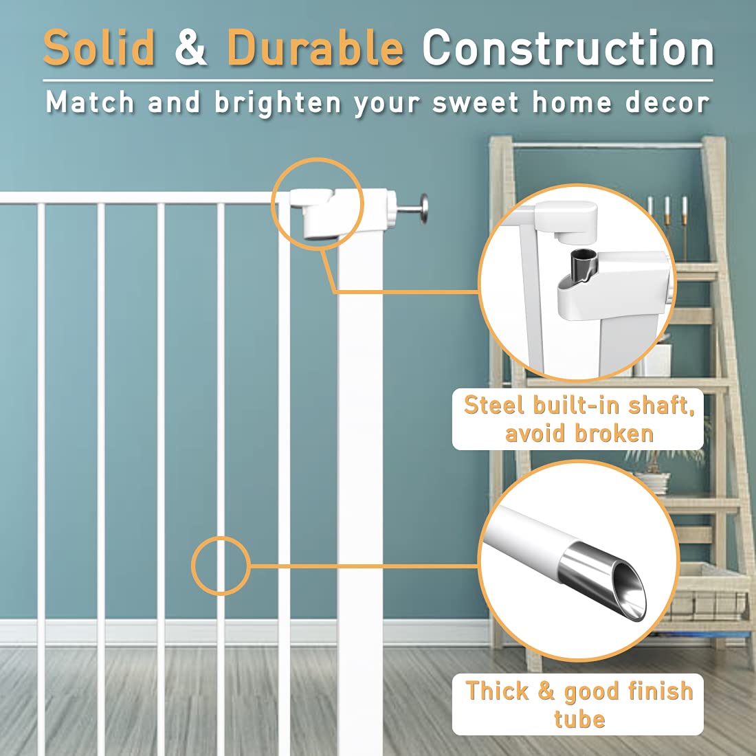 Extra Tall Baby Gate Stand 38' Tall - 68.11'-70.87' Wide Extra Long Large Walk Through Pet Gate For Kids Or Pets - Metal Pressure Mounted Safety Gate