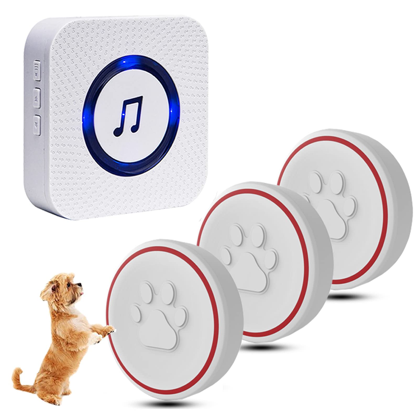 Chunhee Dog Doorbell For Potty Training Wireless Training Door Bells For Dog Cat Puppy, 3 Waterproof Touch Buttons, Dog Doorbells For More Puppies(1 Receiver & 3 Transmitter)