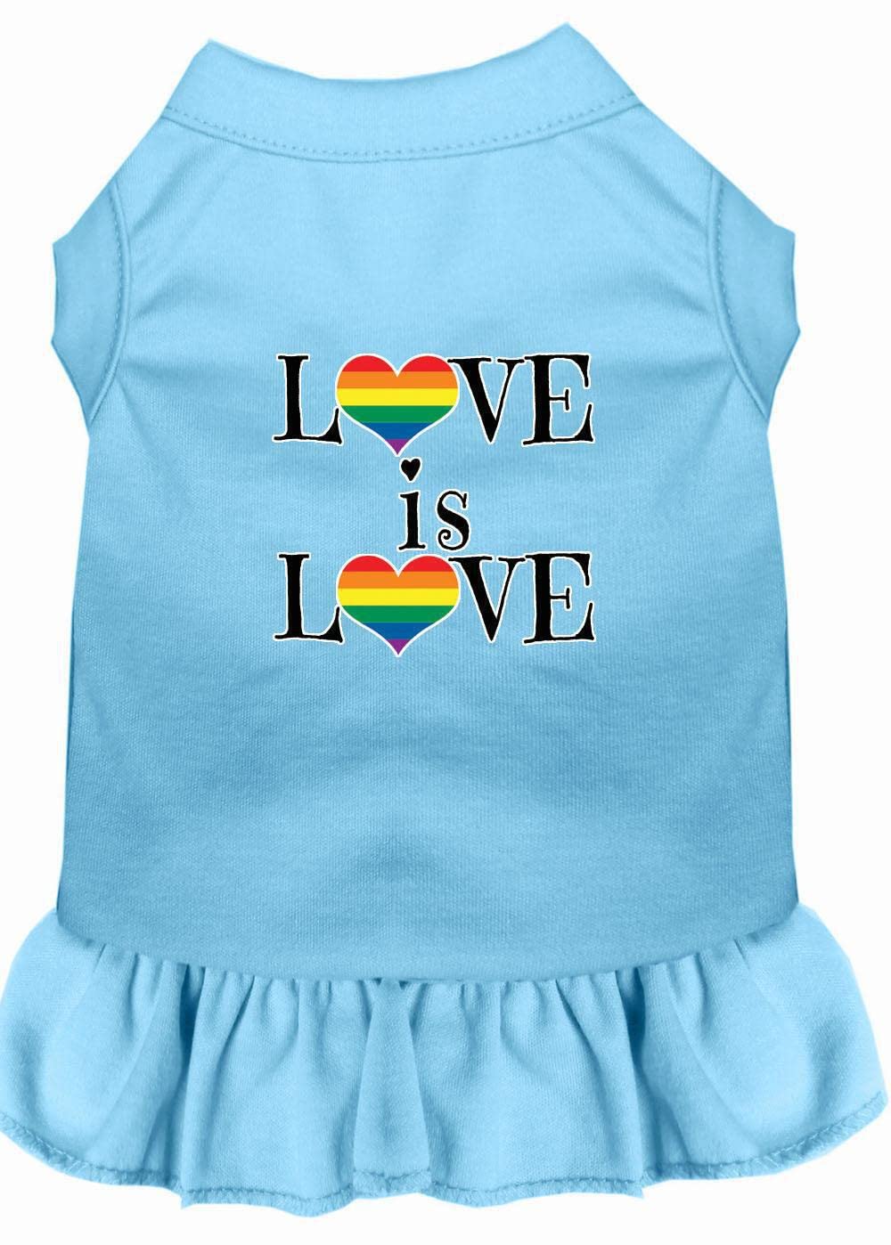 Pet, Dog & Cat Dress Screen Printed, &quot;Love Is Love&quot; Baby Blue LG (10-14 lbs.)