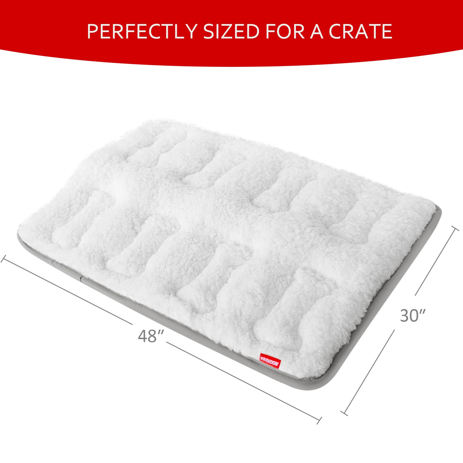 Moonsea Soft Plush Dog Bed Crate Mat, 48'' X 30'', Anti-Slip Bottom, Machine Washable, 3 Layers of Material for Ultimate Comfort