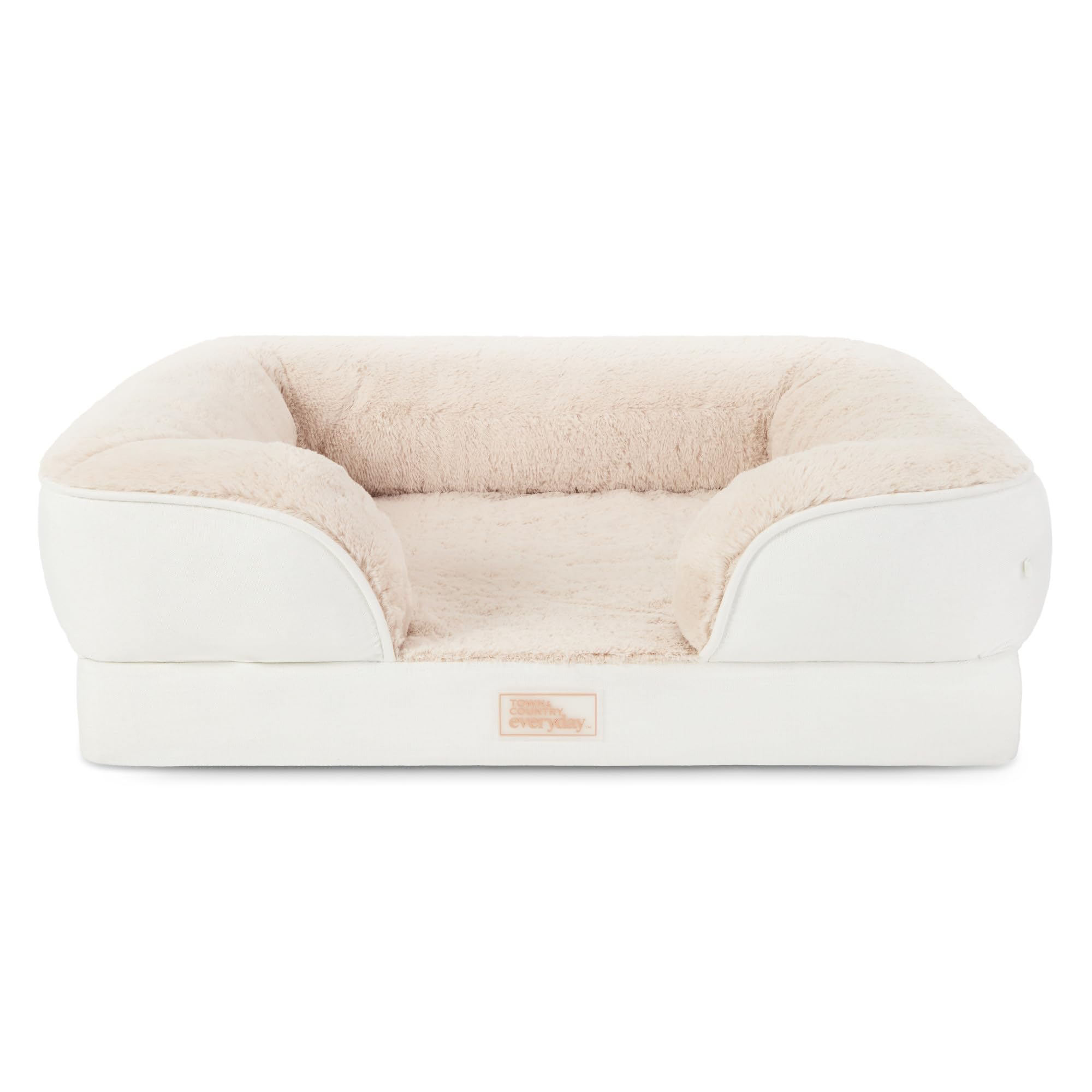 TOWN & COUNTRY EVERYDAY CuddleTown Comfy Solid Bolster Sofa Pet Bed, Supportive & Calming Egg Crate Foam, Water Repellent, NonS