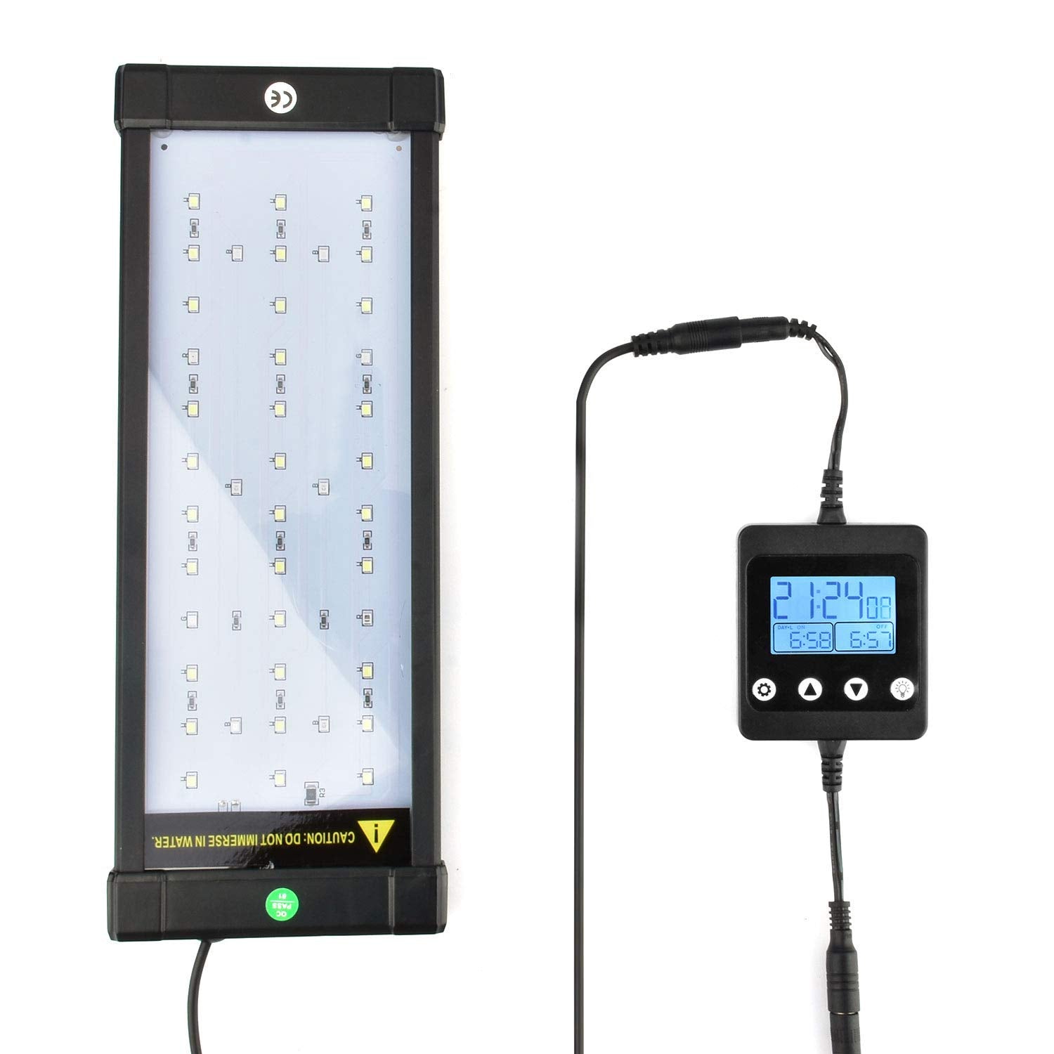 Kzkr Aquarium Led Fish Tank Light 16-84 Inch Remote Control Hood Lamp For Freshwater Saltwater Marine Full Spectrum Blue And White Decorations Light (Timer/Dimmer)