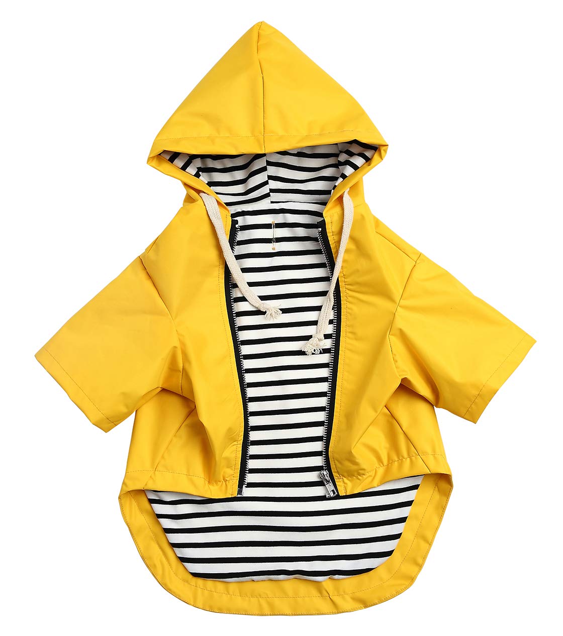 Dog Raincoat Waterproof Puppy Rain Jacket With Hood For Small Medium Dogs, Poncho With Reflective Strap, Storage Pocket And Harness Hole - Yellow - Xs