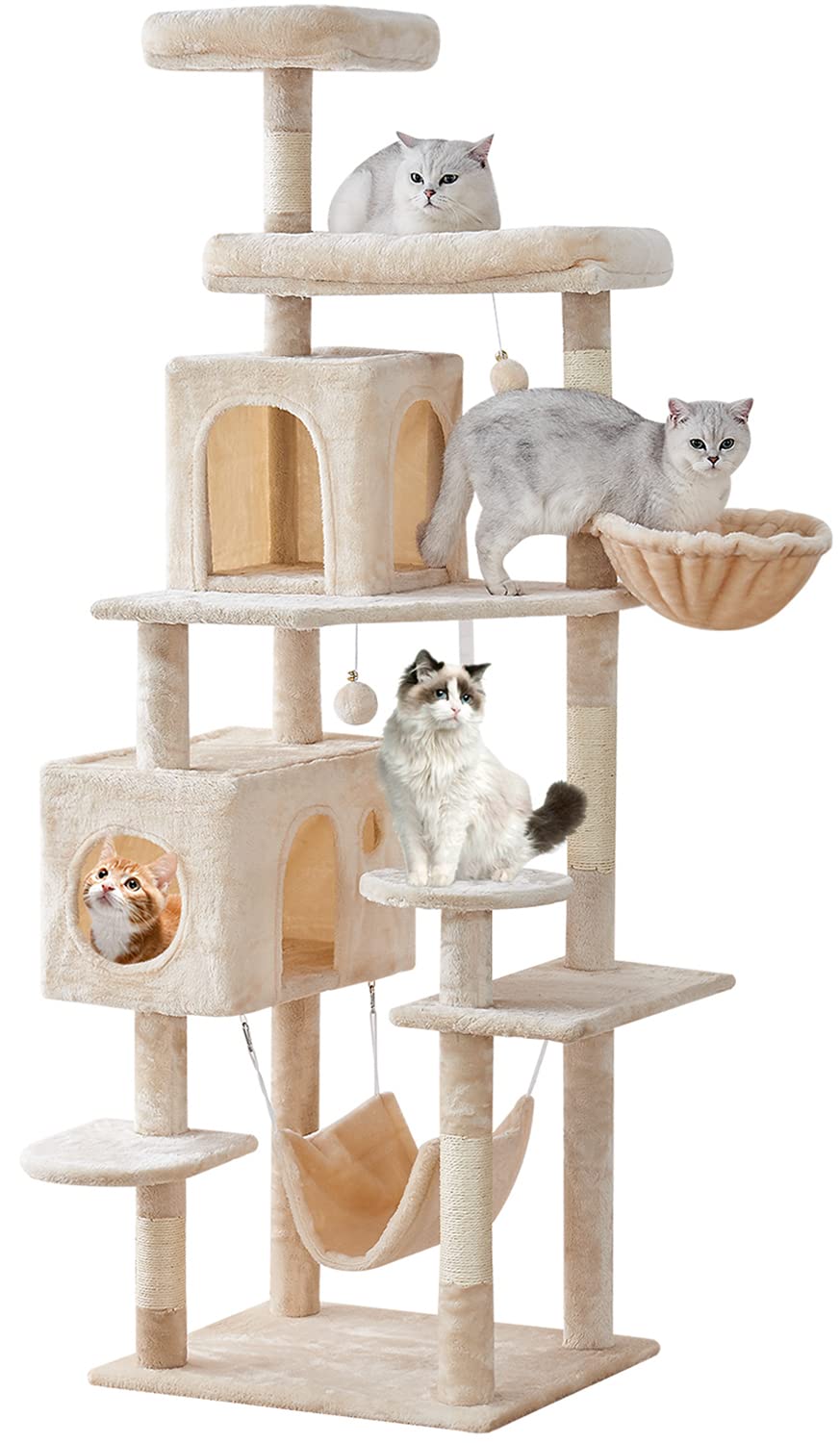 Yaruomy Cat Tree 71.6 Inches Cat Tower For Indoor Cats, Multi-Level Cat Condo Furniture With Scratching Posts Plush Perches, Act