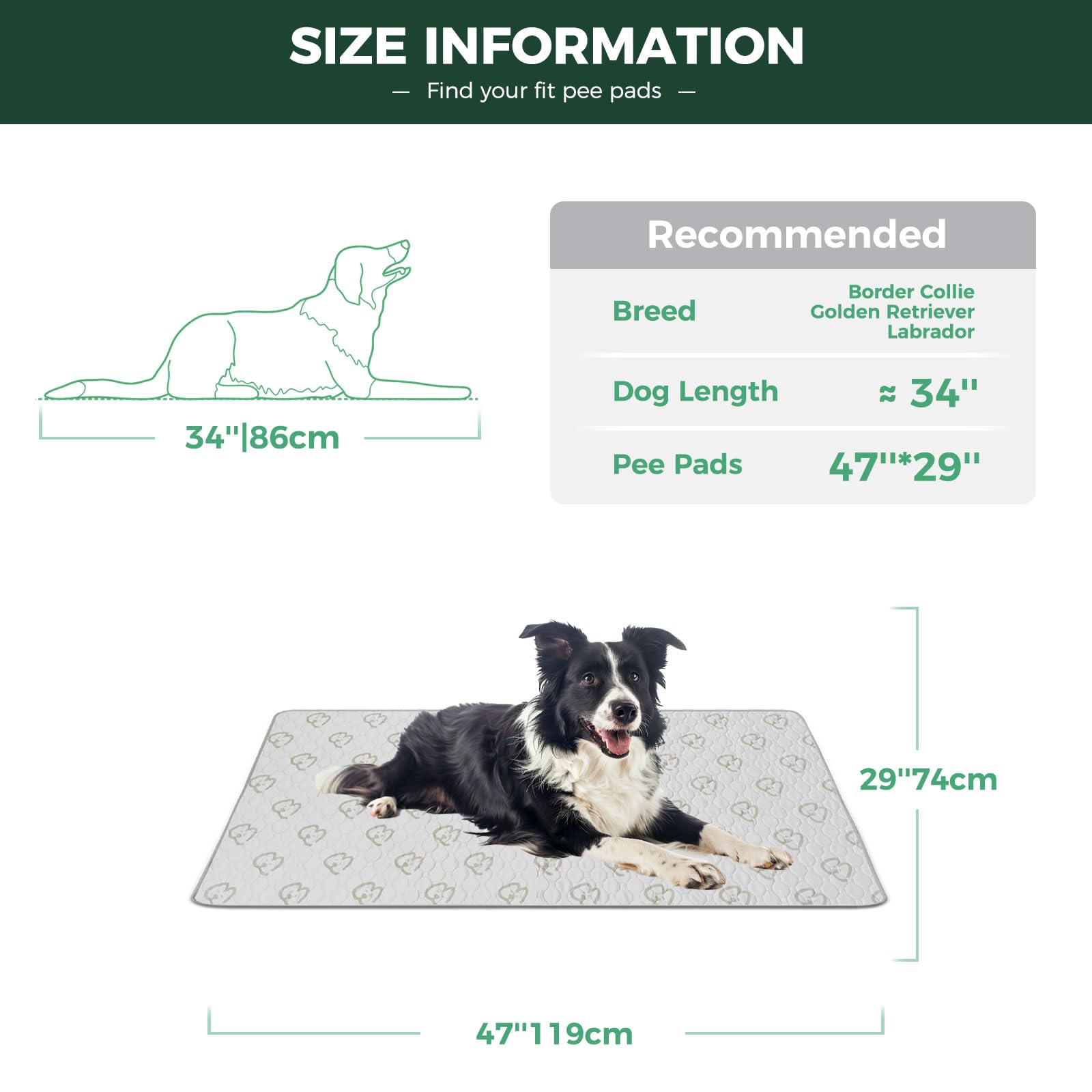 Fxw Washable Pee Pads For Dogs, Puppy Pads With Super Absorbent, Specifically Designed For 48Inch Cages, Rectangle, 47'' X 29'',