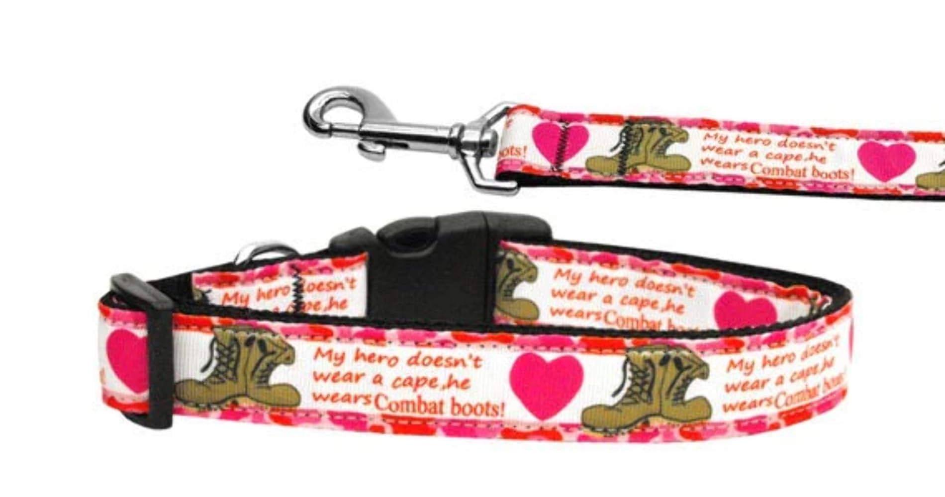 Pet Dog & Cat Nylon Collar or Leash, "Combat Boots" 1" w x 6 ft. leash