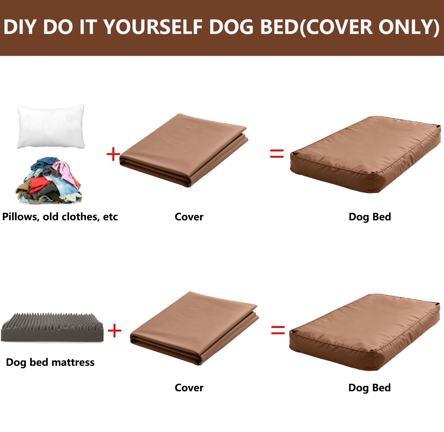 Dalema Dog Bed Cover,Waterproof Tough Plastic Diy Pet Bed Cover,Non Stick Hair Easy To Clean Rectangular Fillable Dog Bed Covers