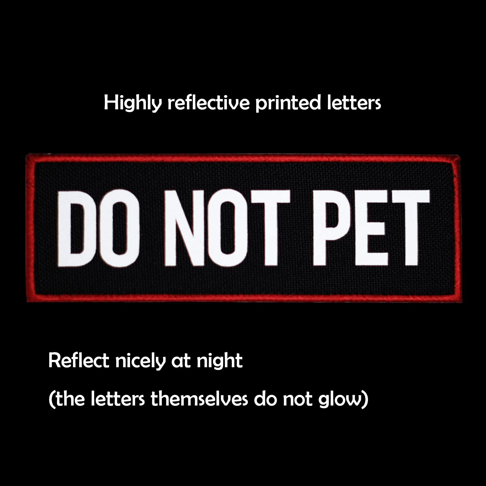FITZNORA 2 Pcs Reflective Do Not Pet Patch Set with Hook and Loop Fastener, Embroidered Border with Printed Letters Patch for Do
