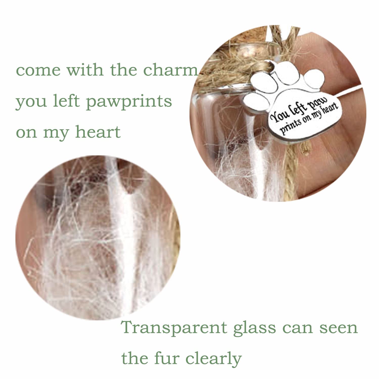 Pet Hair Memorial Bottle,Glass Vial For Ashes Or Hair Dog Or Cat Keepsake Pet Loss Gift (Bottle)