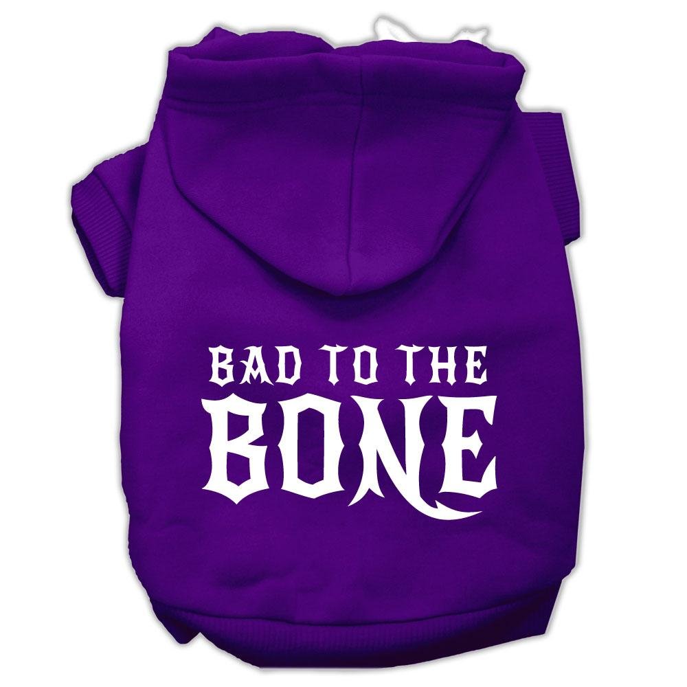 Pet, Dog & Cat Hoodie Screen Printed, 'Bad To The Bone' Purple Md (6-10 Lbs.)