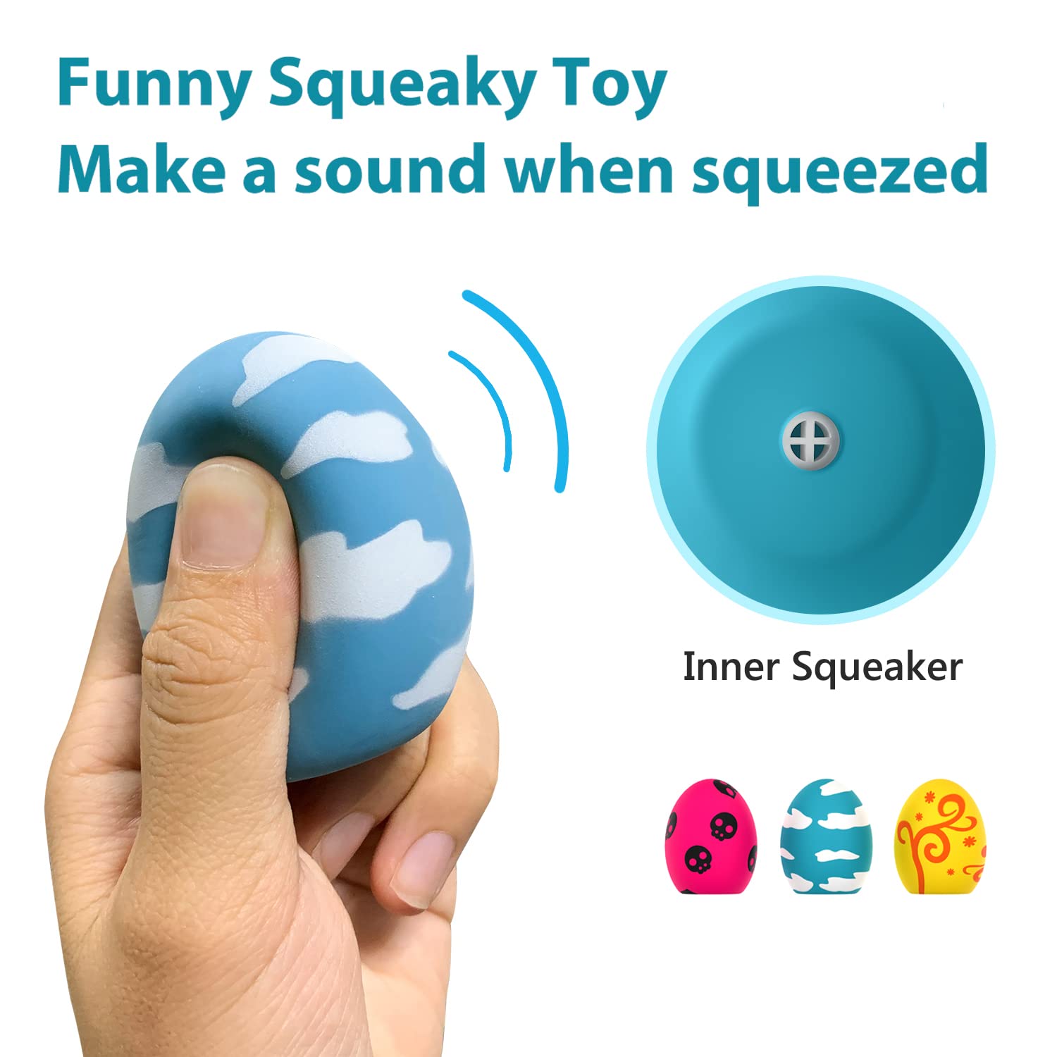 Dog Squeaky Toy, Latex Bouncy Egg Balls With Squeaker For Puppy Small Pet Dogs, Soft Rubber Sound Toys For Interactive Fetch Pla