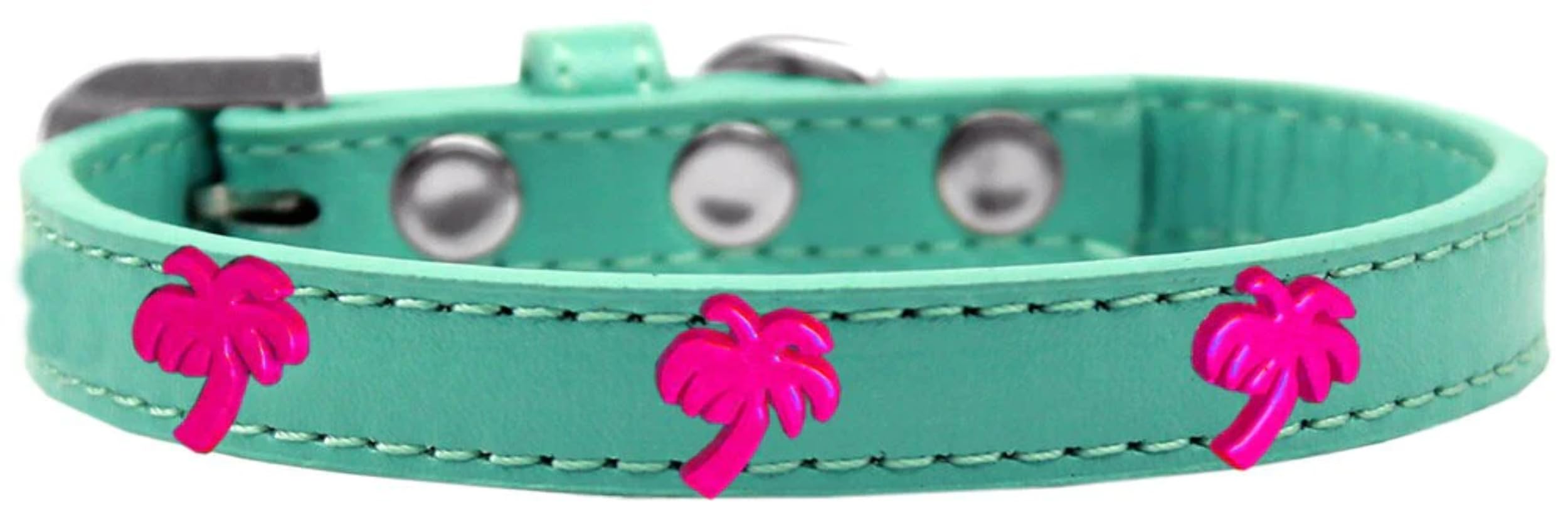 Dog, Puppy & Pet Widget Fashion Collar, Pink Palm Tree Aqua 16