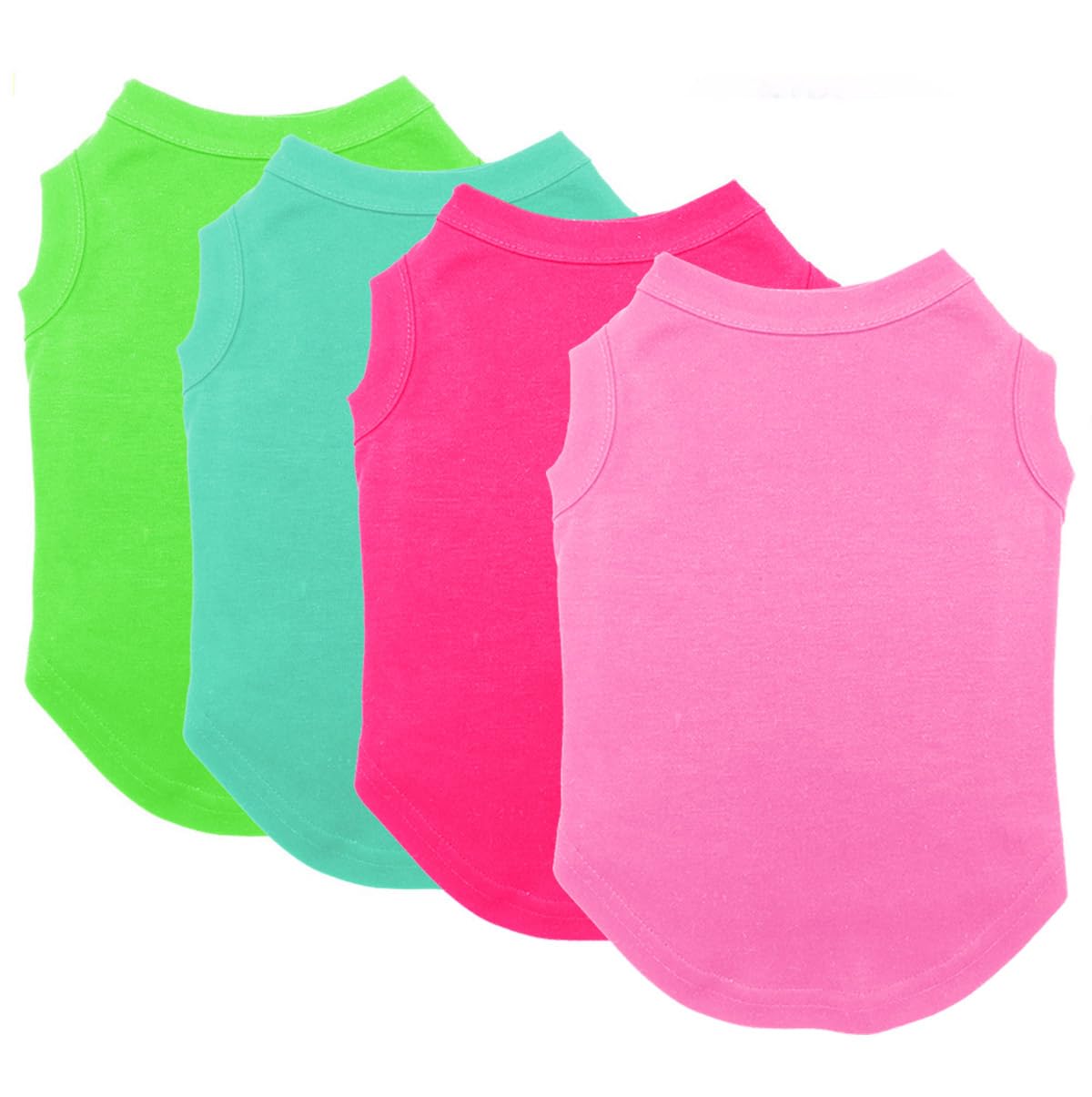 Chol&Vivi Dog T-Shirt Clothes, 4pcs Blank Dog Shirt Cotton Clothes Sleeveless Fit for Small to Extra Large Size, Pet Tank Top fo